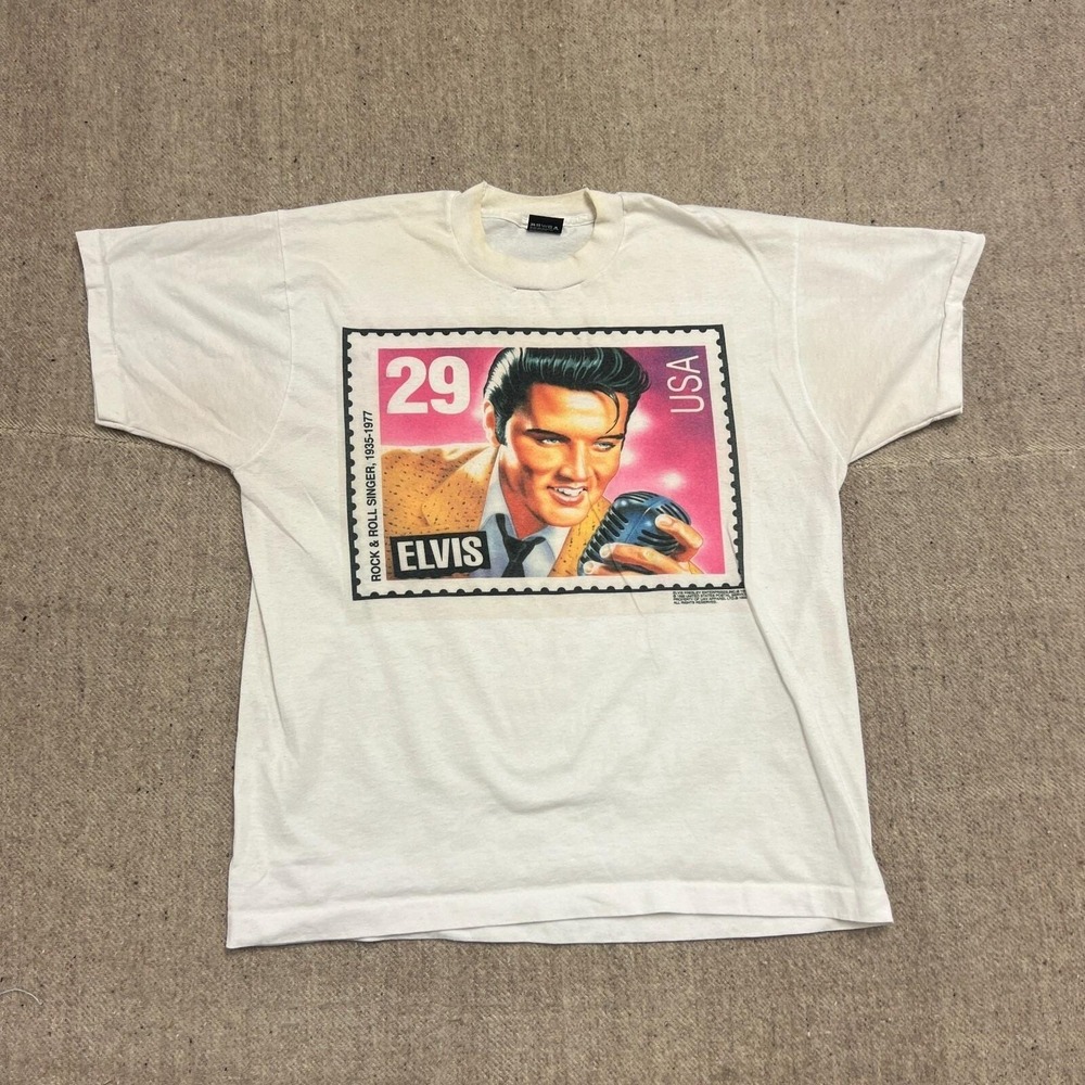 Vintage Elvis Shirt Mens XL White 1990s United States Postal